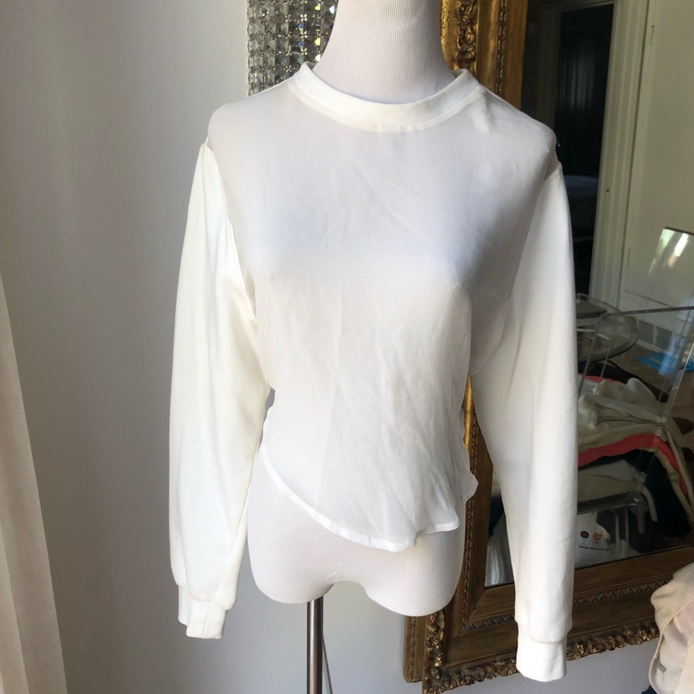 Maurie & eve cream color white crop top silk cotton blend sweater size 8